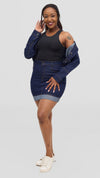 Mini skirt and jacket denim set