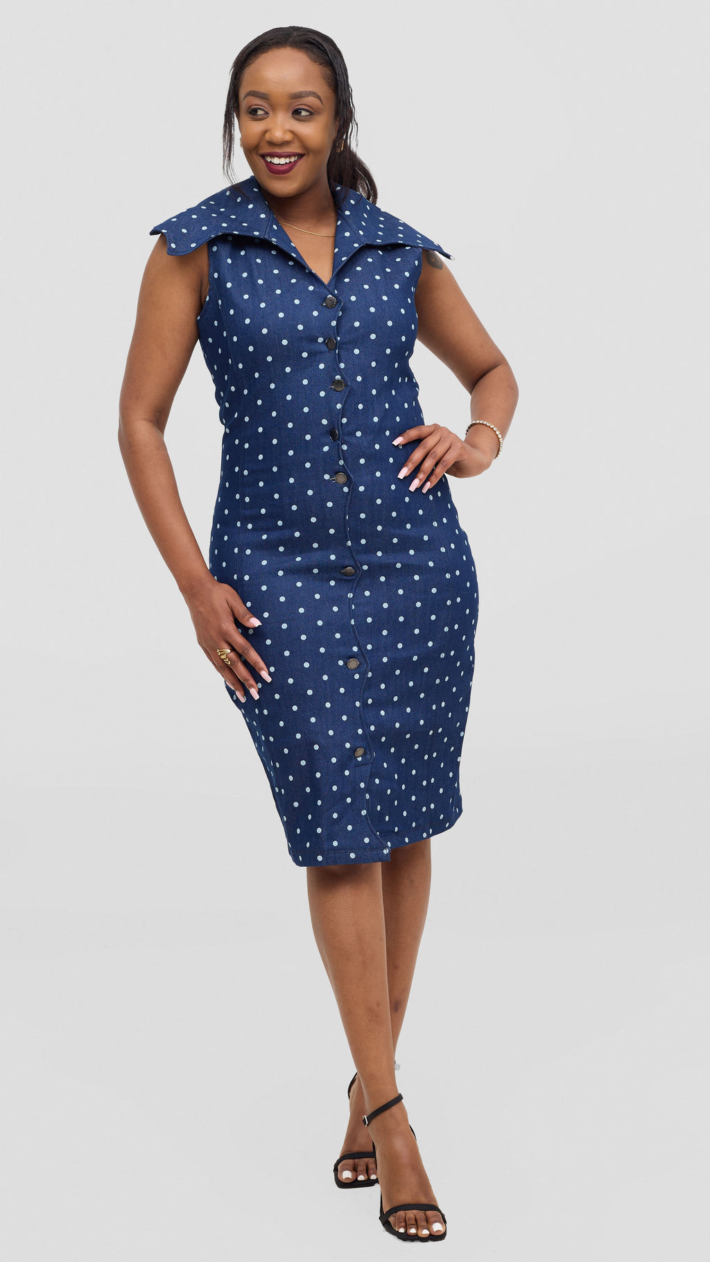 Denim Polka Dress