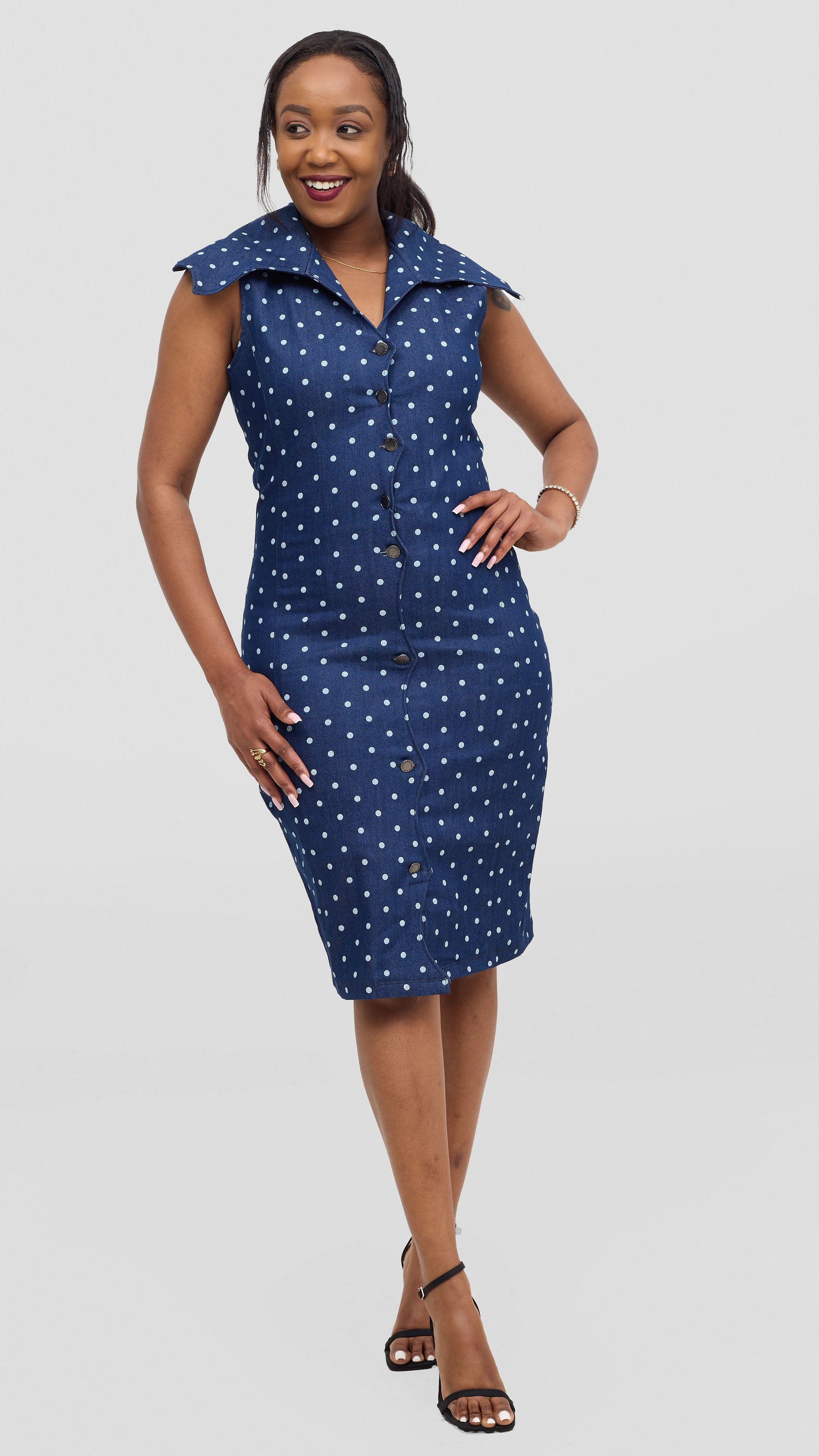 Denim Polka Dress