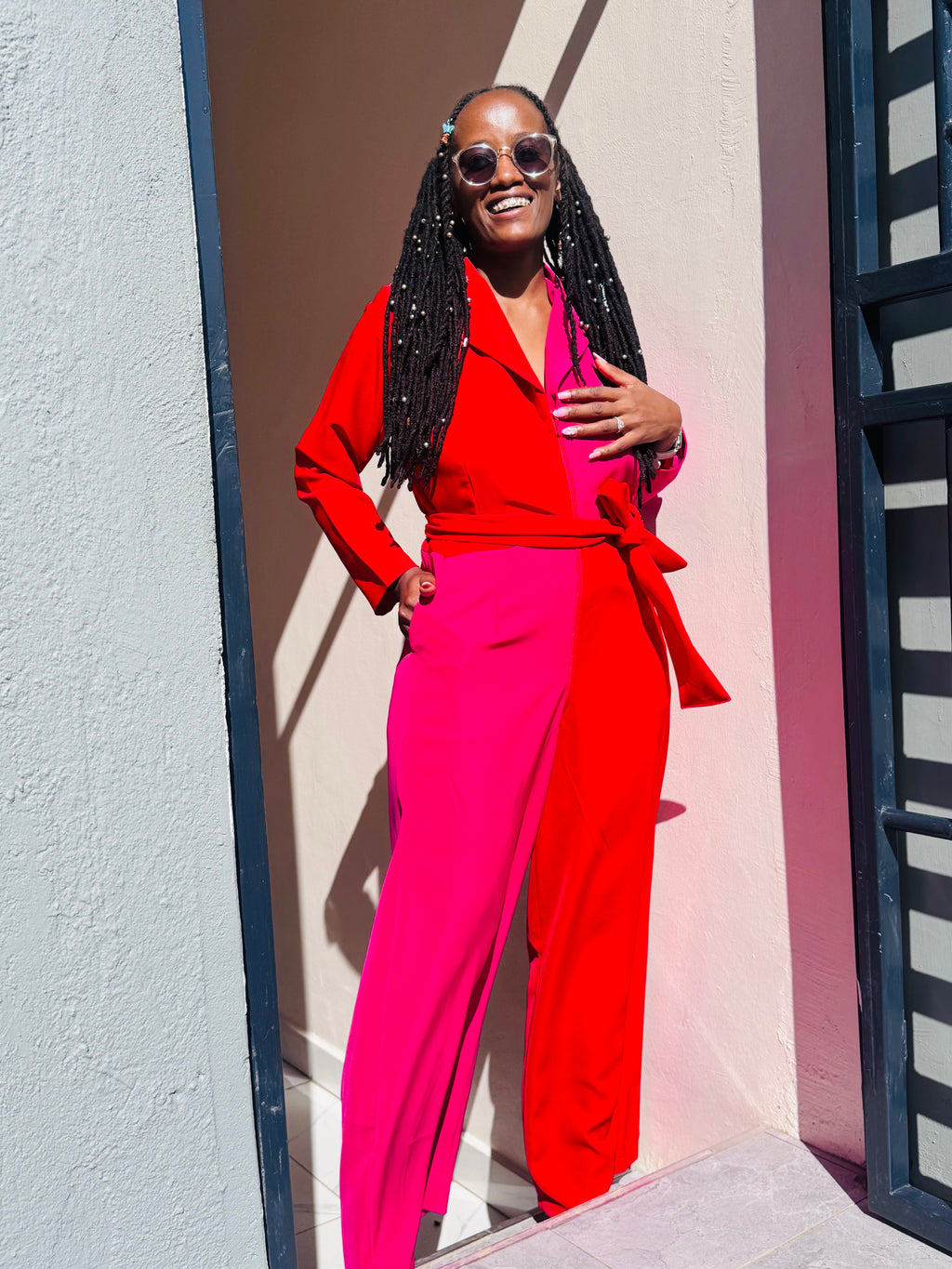 HOT PINK& RED JUMPSUIT