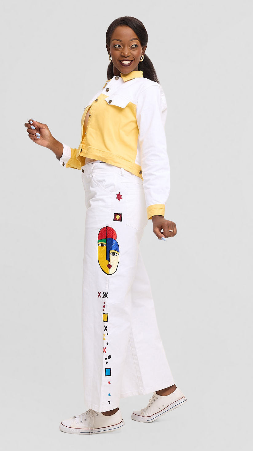 Sanaa Jacket - Colour-Block Cropped Denim Jacket