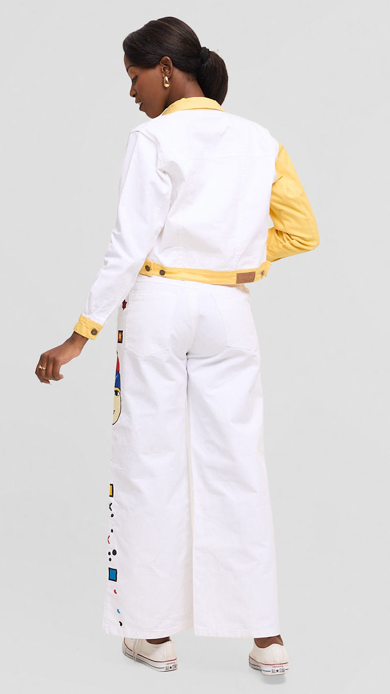 Sanaa Jacket - Colour-Block Cropped Denim Jacket