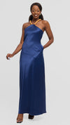 Soila Silk Dress - Navy Beaded Halter Maxi Dress