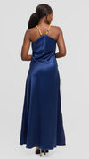 Soila Silk Dress - Navy Beaded Halter Maxi Dress