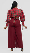 Nuru Top - Cropped Red Tartan Shirt