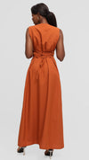 Kombe Dress - Rust Cowrie-Button Maxi Dress