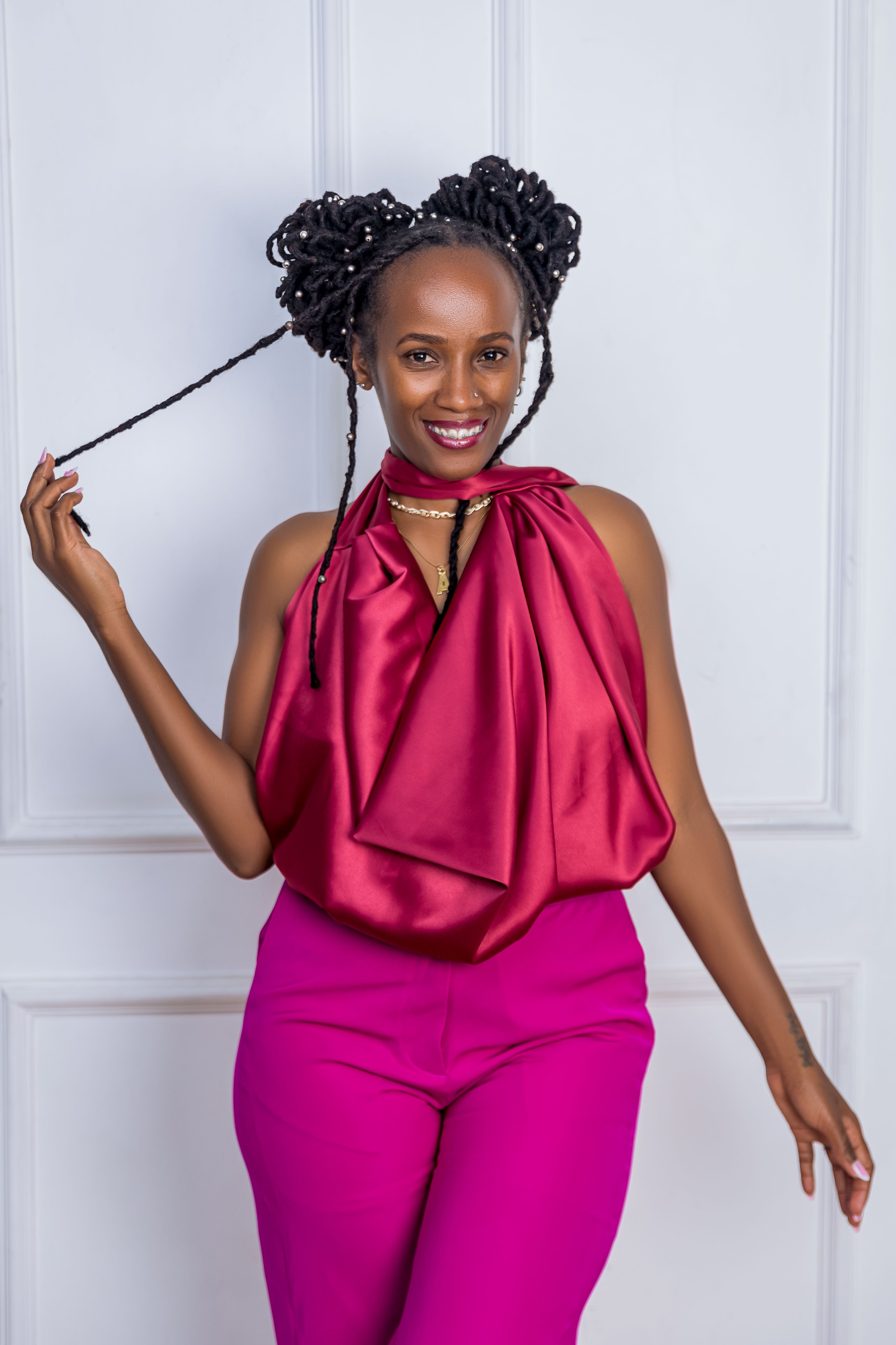 Cowl neck silk Top