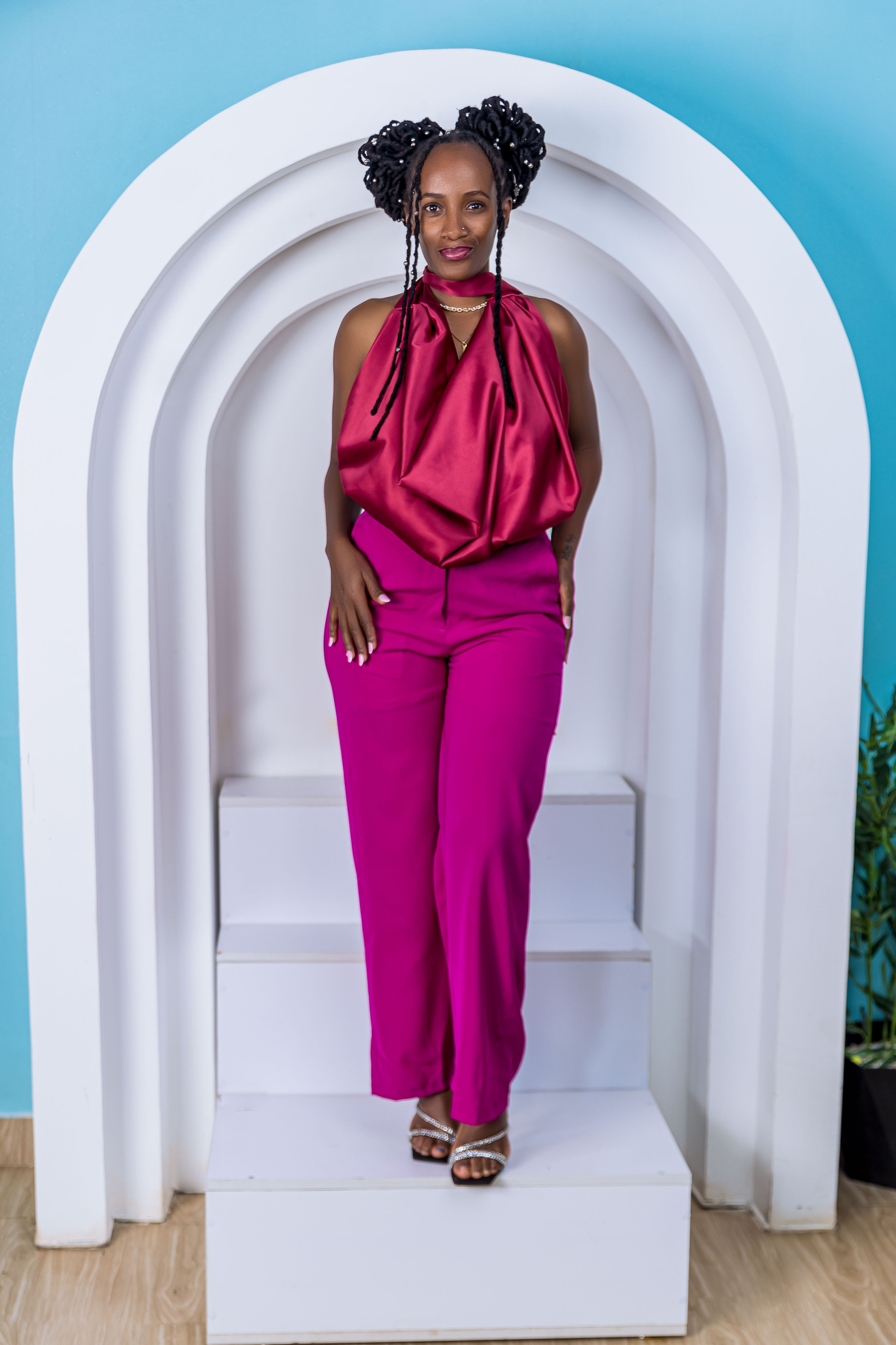 Cowl neck silk Top